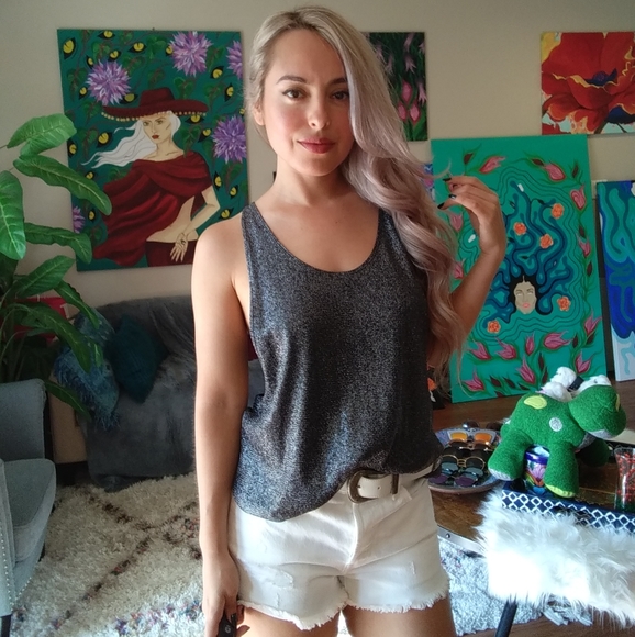 Urban Outfitters Tops - Shimmery metallic silver tank from out from under xs